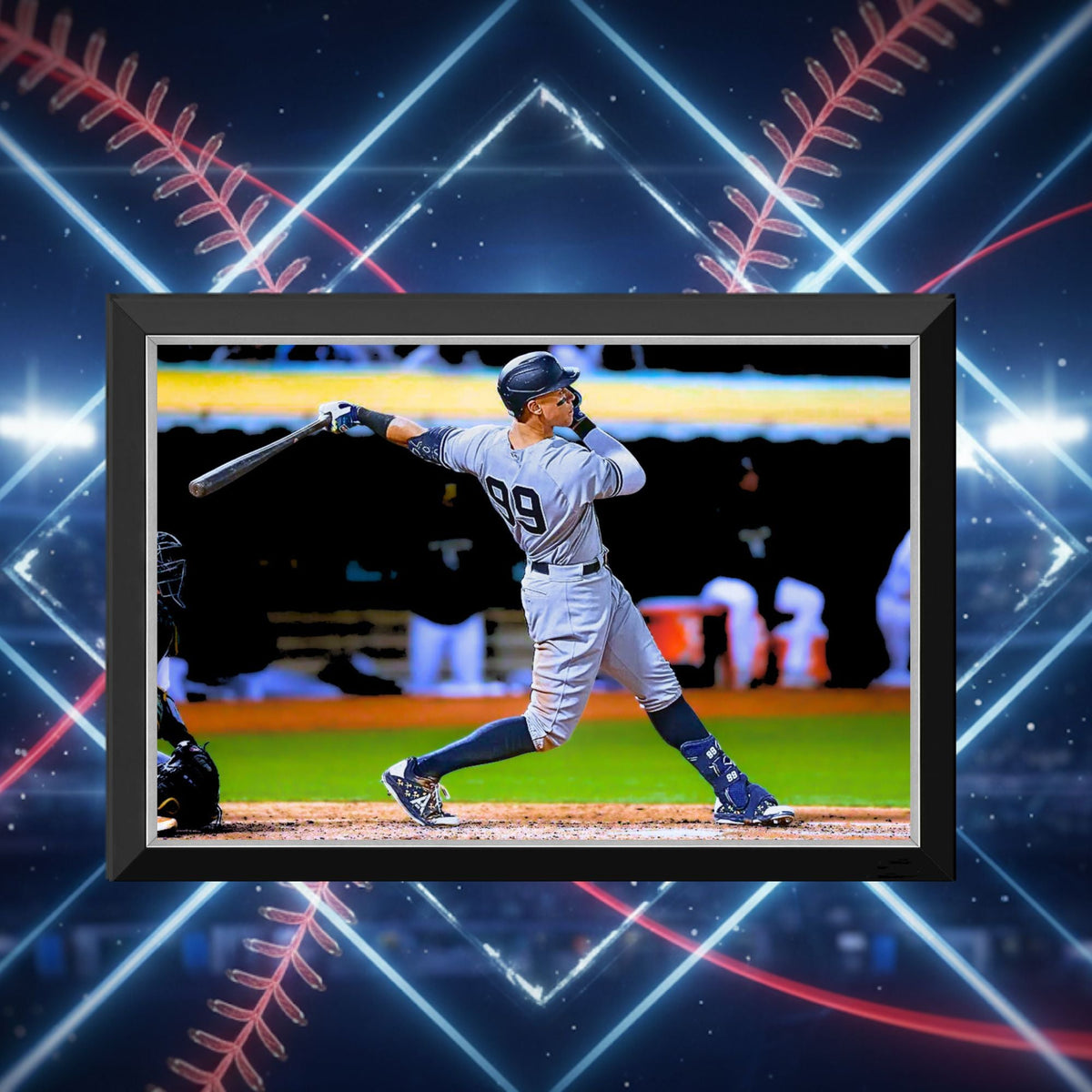Aaron Judge New York Yankees #99 Framed Canvas Wall Art (33x23)