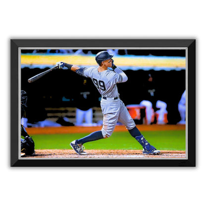 Aaron Judge New York Yankees #99 Framed Canvas Wall Art (33x23)