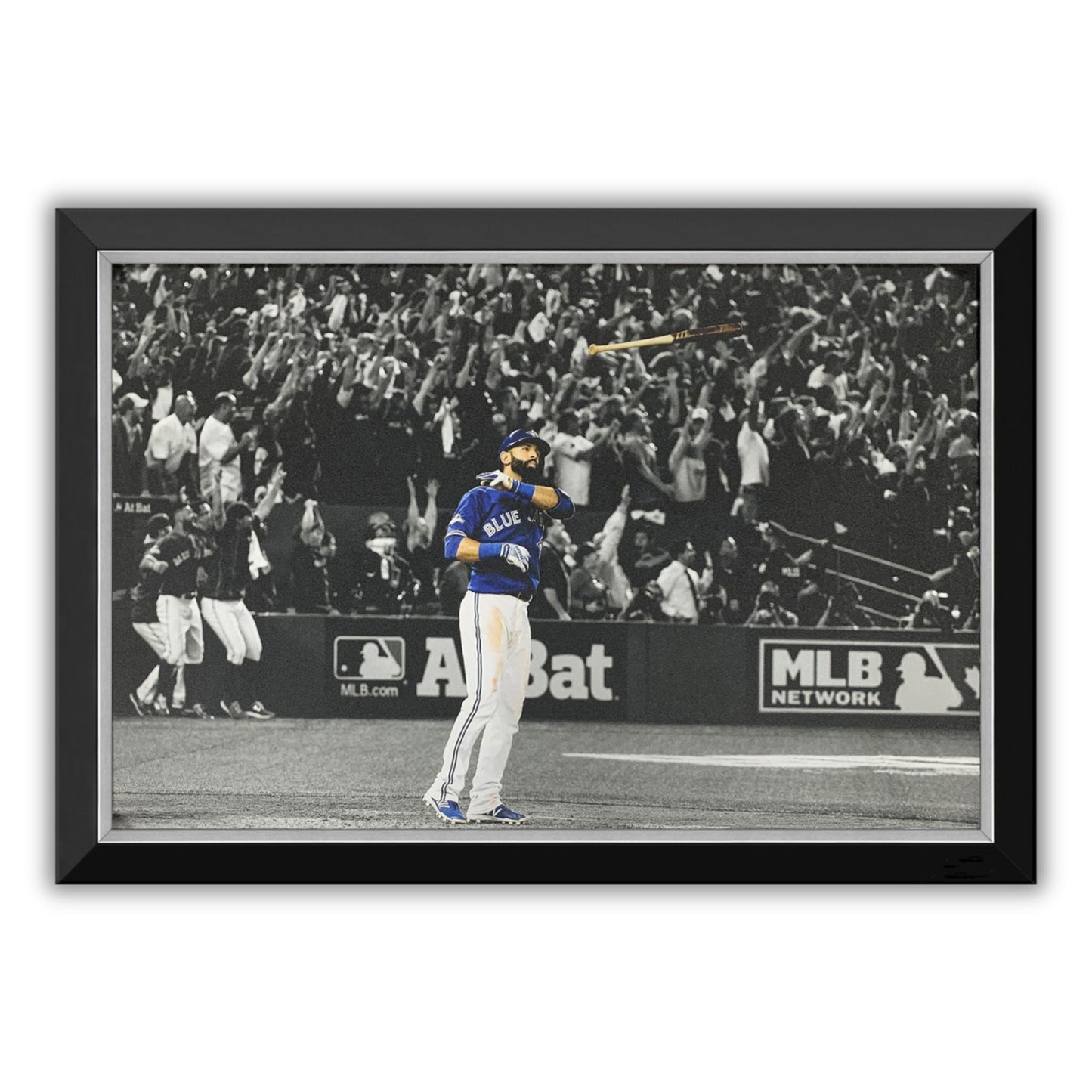 JOSE BAUTISTA ICONIC BAT FLIP FRAMED CANVAS - TORONTO BLUE JAYS (33.5" BY 23.5")