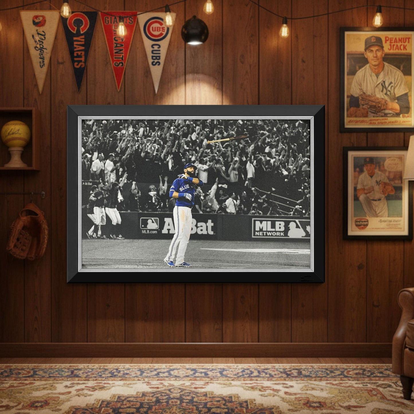 JOSE BAUTISTA ICONIC BAT FLIP FRAMED CANVAS - TORONTO BLUE JAYS (33.5" BY 23.5")