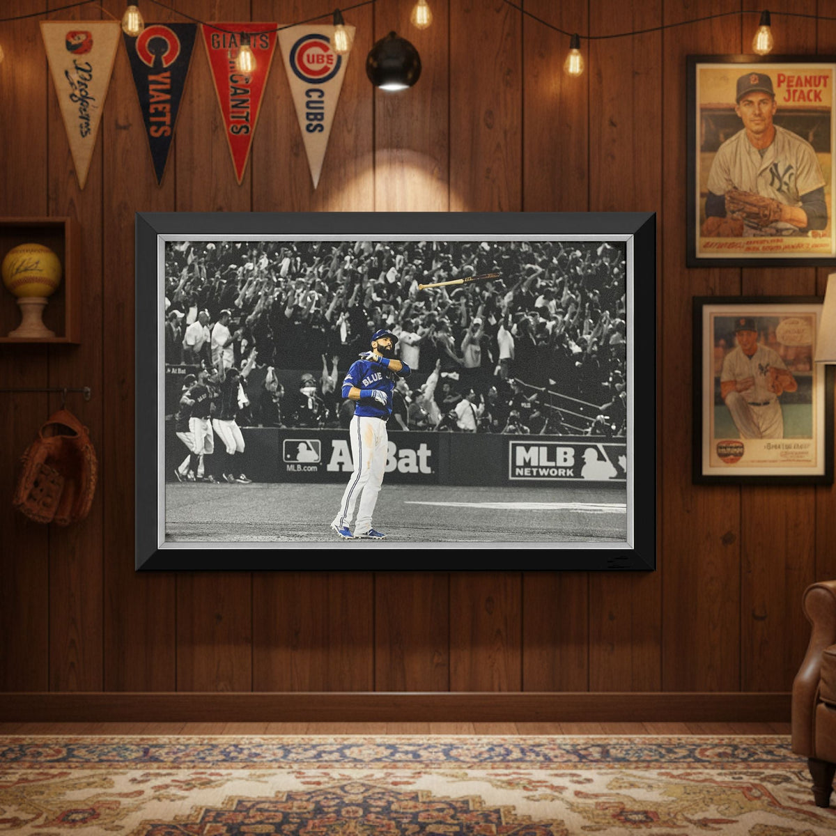 Jose Bautista Iconic Bat Flip Framed Canvas (33.5x23.5)