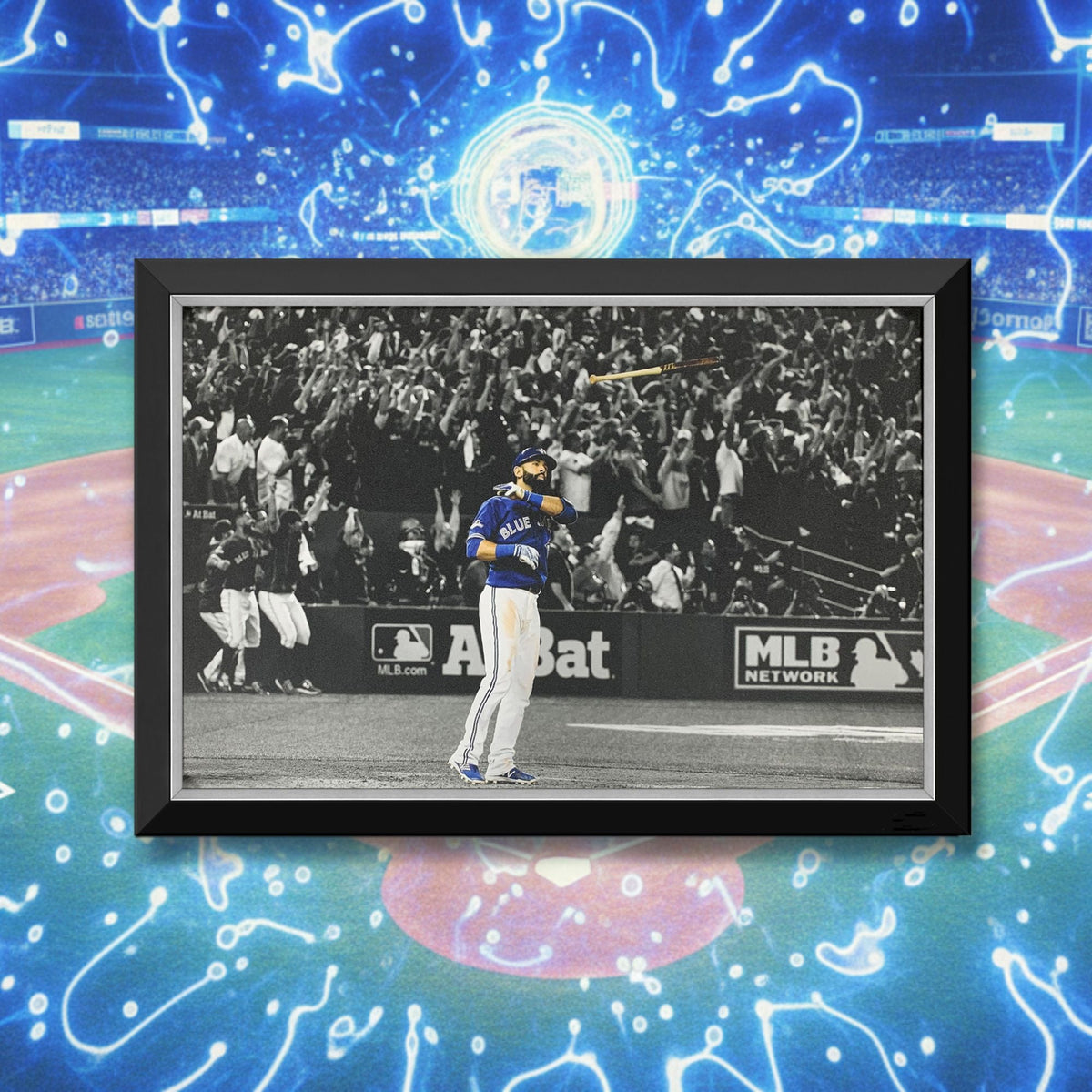 Jose Bautista Iconic Bat Flip Framed Canvas (33.5x23.5)