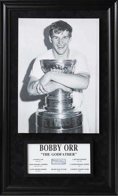 ALL TIME GREATS: BOBBY ORR SIGNATURE FRAMED PLAQUE & CANVAS (49.5" BY 29.5")