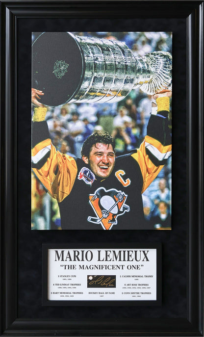 Mario Lemieux Signature Plaque & Canvas (49.5x29.5)