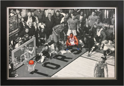 KAWHI LEONARD FRAMED CANVAS - TORONTO RAPTORS GAME WINNING SHOT (33.5" BY 23.5")