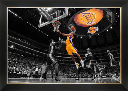 KOBE BRYANT DUNKING ON LEBRON JAMES FRAMED - LA LAKERS VS MIAMI HEAT 33"X23"