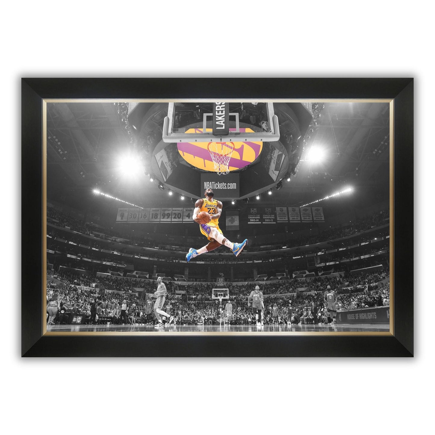 LEBRON JAMES EPIC SLAM DUNK FRAMED CANVAS - L.A. LAKERS (33.5" BY 23.5")
