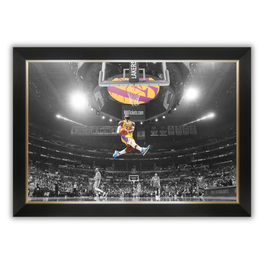 LEBRON JAMES EPIC SLAM DUNK FRAMED CANVAS - L.A. LAKERS (33.5" BY 23.5")