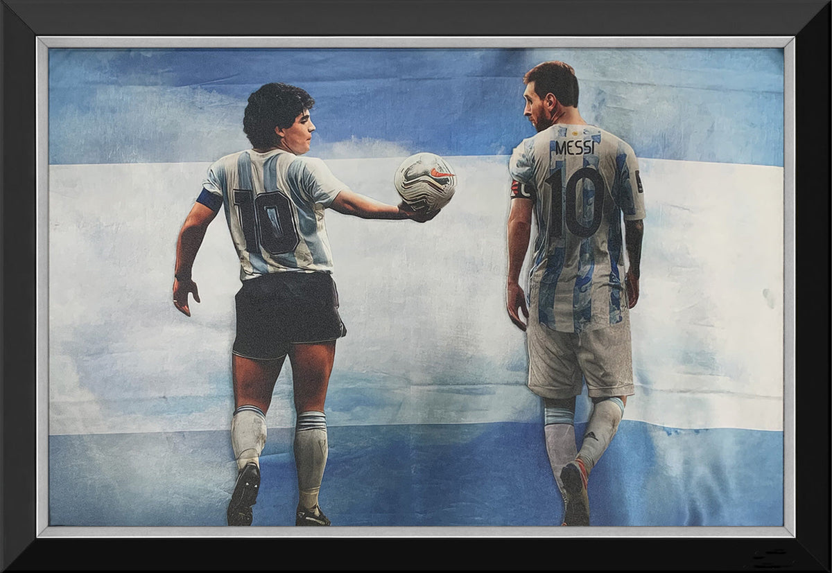 Lionel Messi & Diego Maradona Argentina Framed Canvas (33.5x23.5)