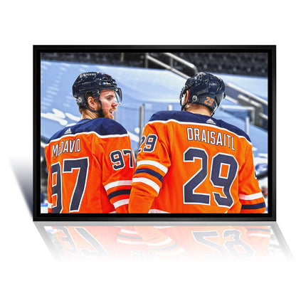 Connor McDavid and Leon Draisaitl Edmonton Framed Canvas