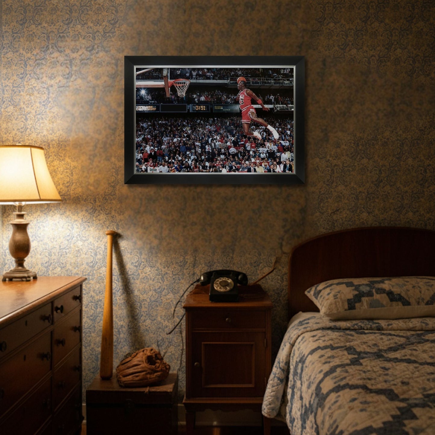MICHAEL JORDAN 1988 ALL-STAR GAME SLAM DUNK FRAMED CANVAS (33.5" BY 23.5")