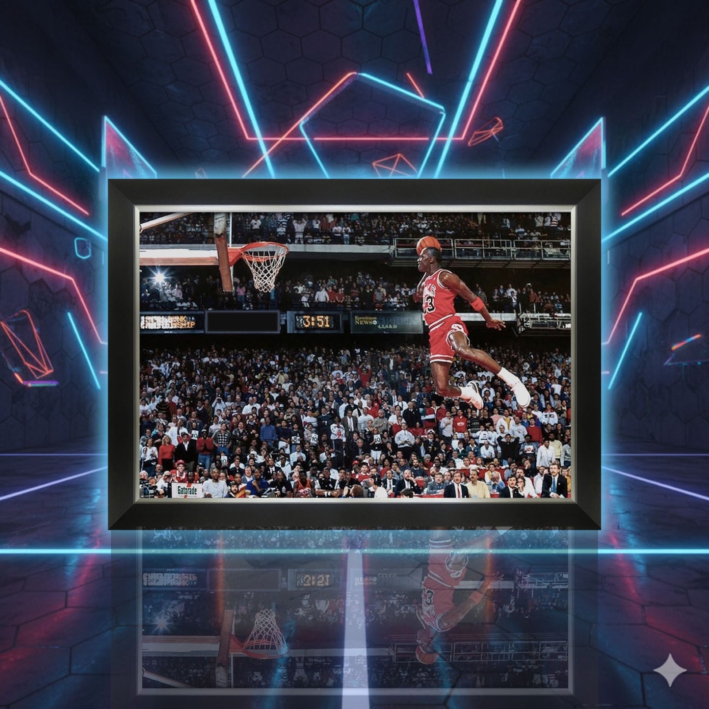 MICHAEL JORDAN 1988 ALL-STAR GAME SLAM DUNK FRAMED CANVAS (33.5" BY 23.5")