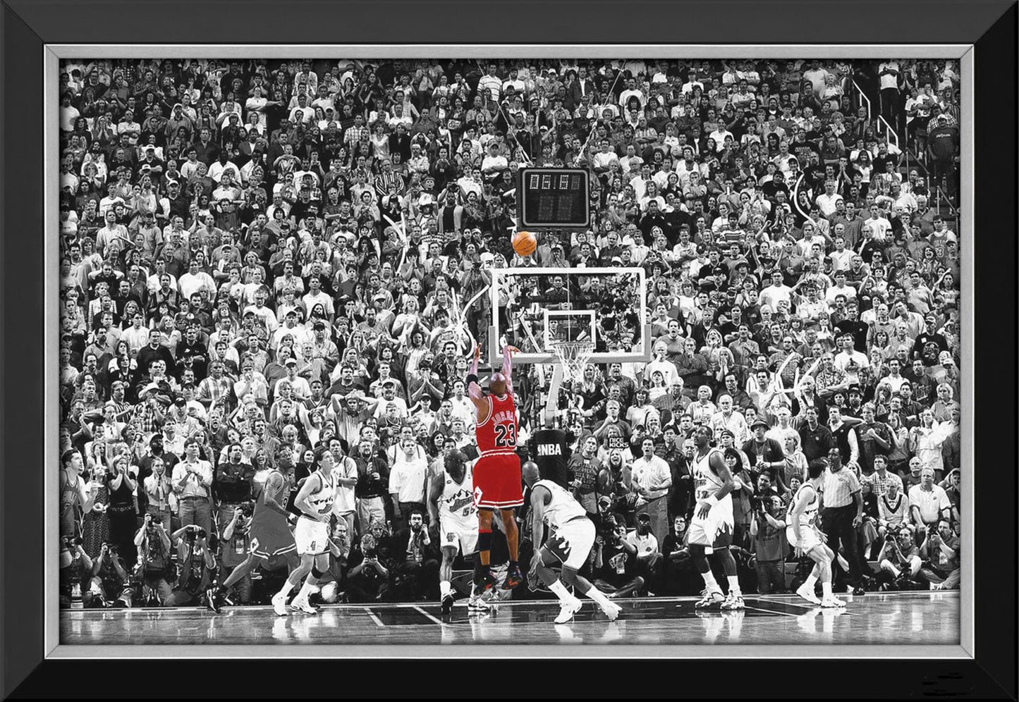 MICHAEL JORDAN LAST SHOT FRAMED CANVAS (33.5" BY 23.5")