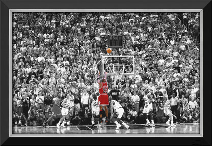 MICHAEL JORDAN LAST SHOT FRAMED CANVAS (33.5" BY 23.5")