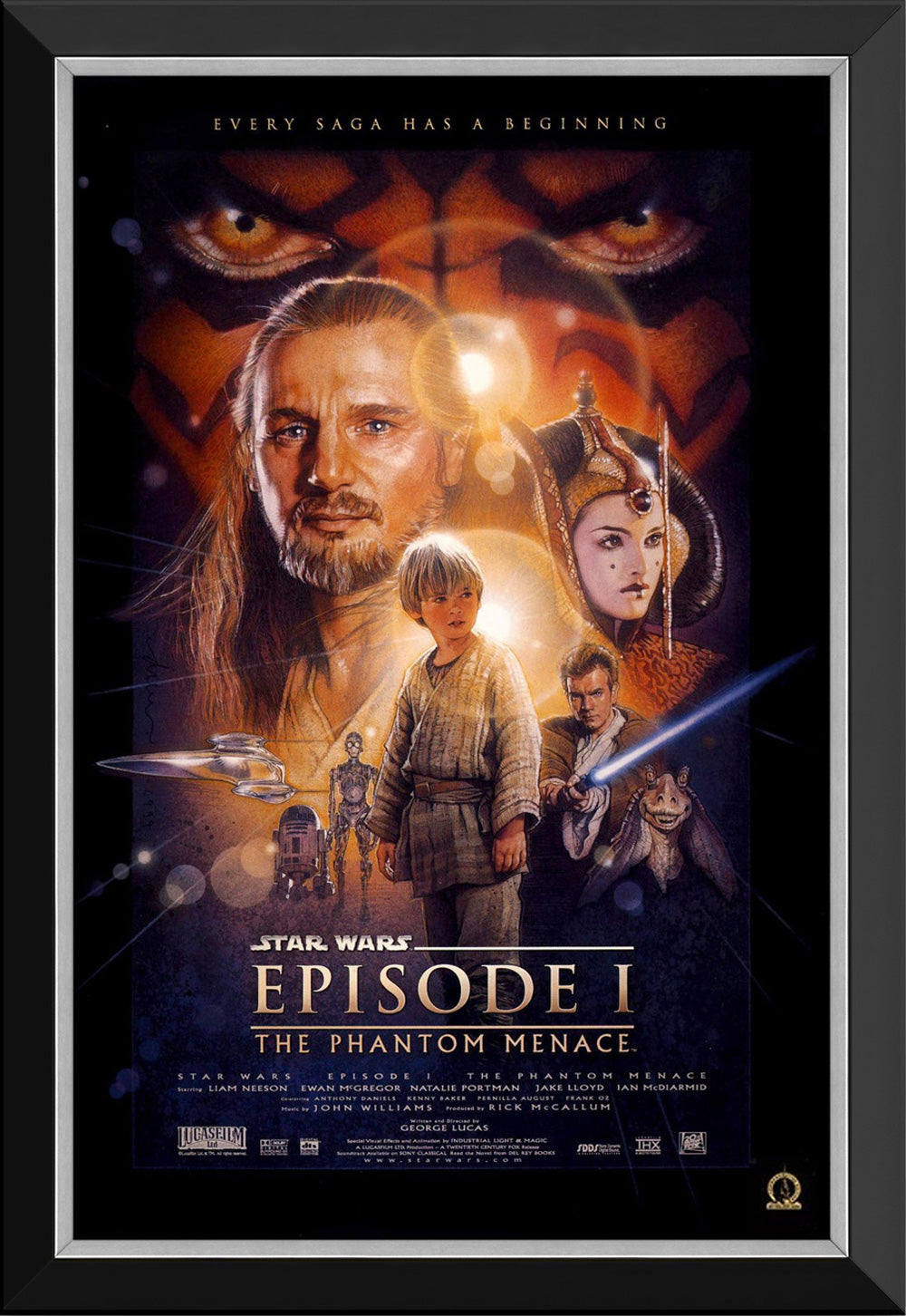 STAR WARS EP I THE PHANTOM MENACEMOVIE POSTER REPRINT - FRAMED 33.5"X23.5"