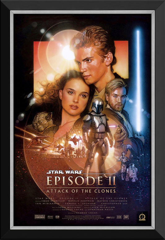 STAR WARS EP II ATTACK OF THE CLONESMOVIE POSTER REPRINT - FRAMED 33.5"X23.5"