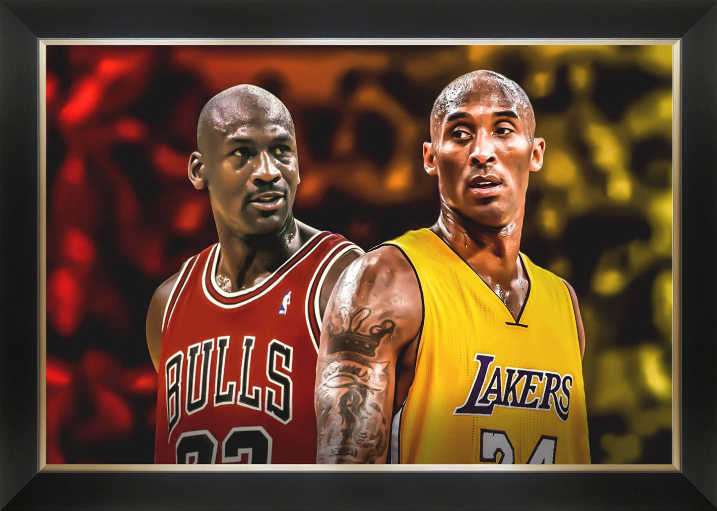 MICHAEL JORDAN & KOBE BRYANT CANVAS FRAME - BASKETBALL LEGENDS (33.5" BY 23.5")