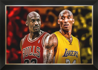 MICHAEL JORDAN & KOBE BRYANT CANVAS FRAME - BASKETBALL LEGENDS (33.5" BY 23.5")
