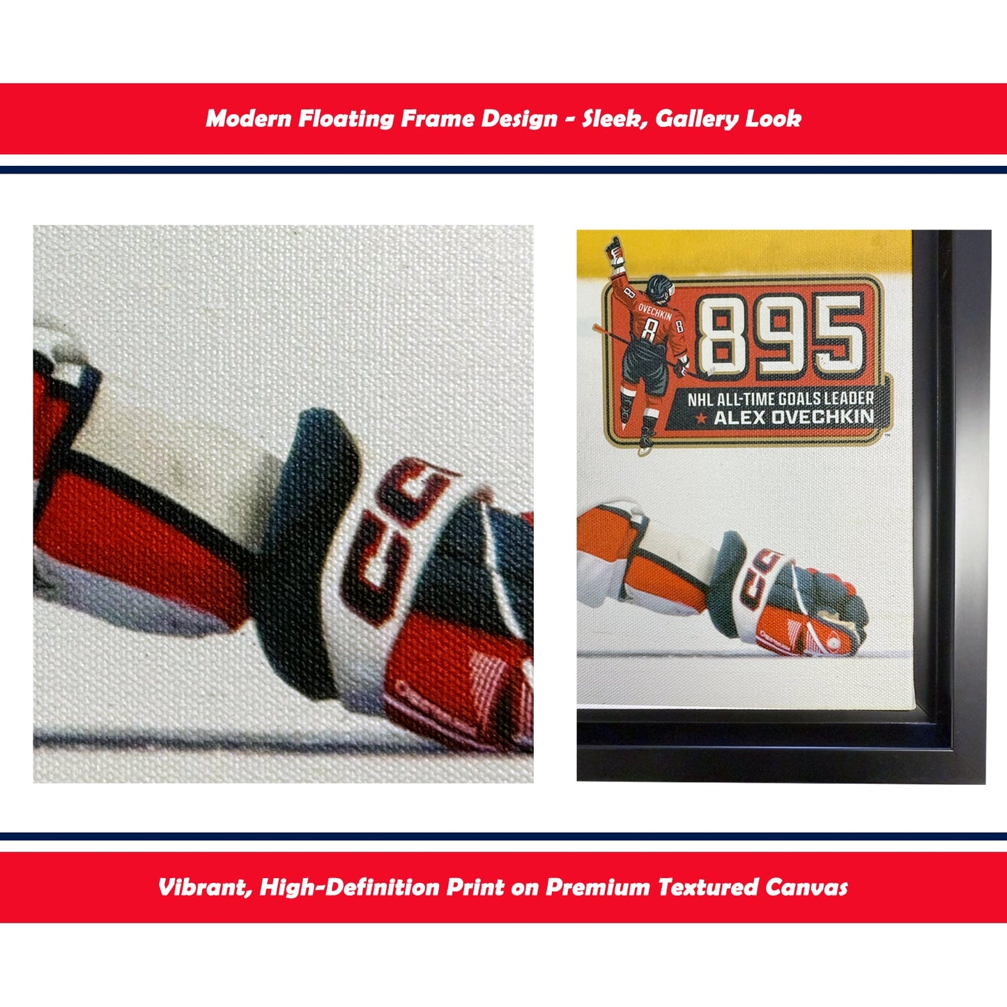 ALEXANDER OVECHKIN RECORD GOAL #895 FRAMED CANVAS - WASHINGTON CAPITALS