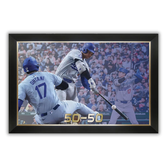 SHOHEI OHTANI FRAMED CANVAS RECORD SETTING 50-50 - L.A. DODGERS (33.5" BY 23.5")