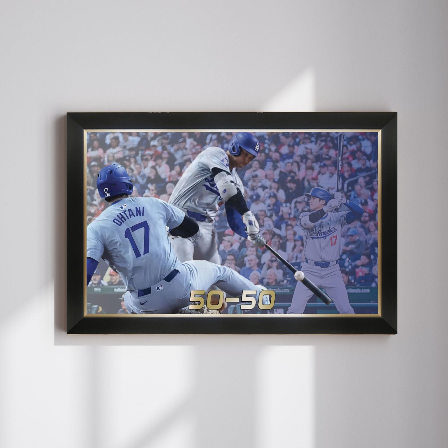 SHOHEI OHTANI FRAMED CANVAS RECORD SETTING 50-50 - L.A. DODGERS (33.5" BY 23.5")