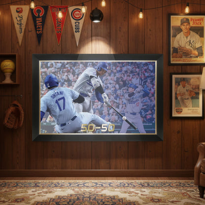 SHOHEI OHTANI FRAMED CANVAS RECORD SETTING 50-50 - L.A. DODGERS (33.5" BY 23.5")