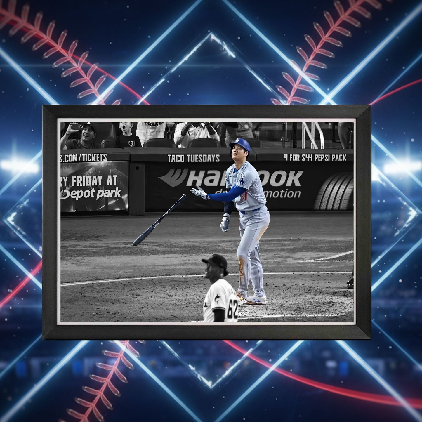 SHOHEI OHTANI FRAMED CANVASRECORD SETTING 50TH HOME RUN - LA DODGERS 33"X23"