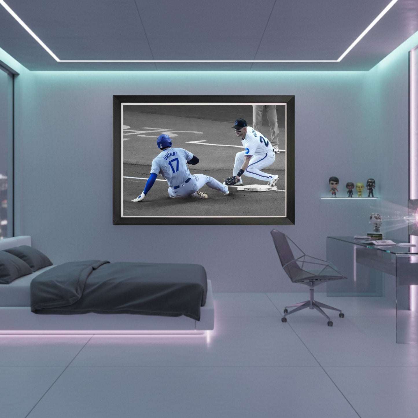 SHOHEI OHTANI FRAMED CANVAS RECORD SETTING 50TH STOLEN BASE - LA DODGERS 33"X23"
