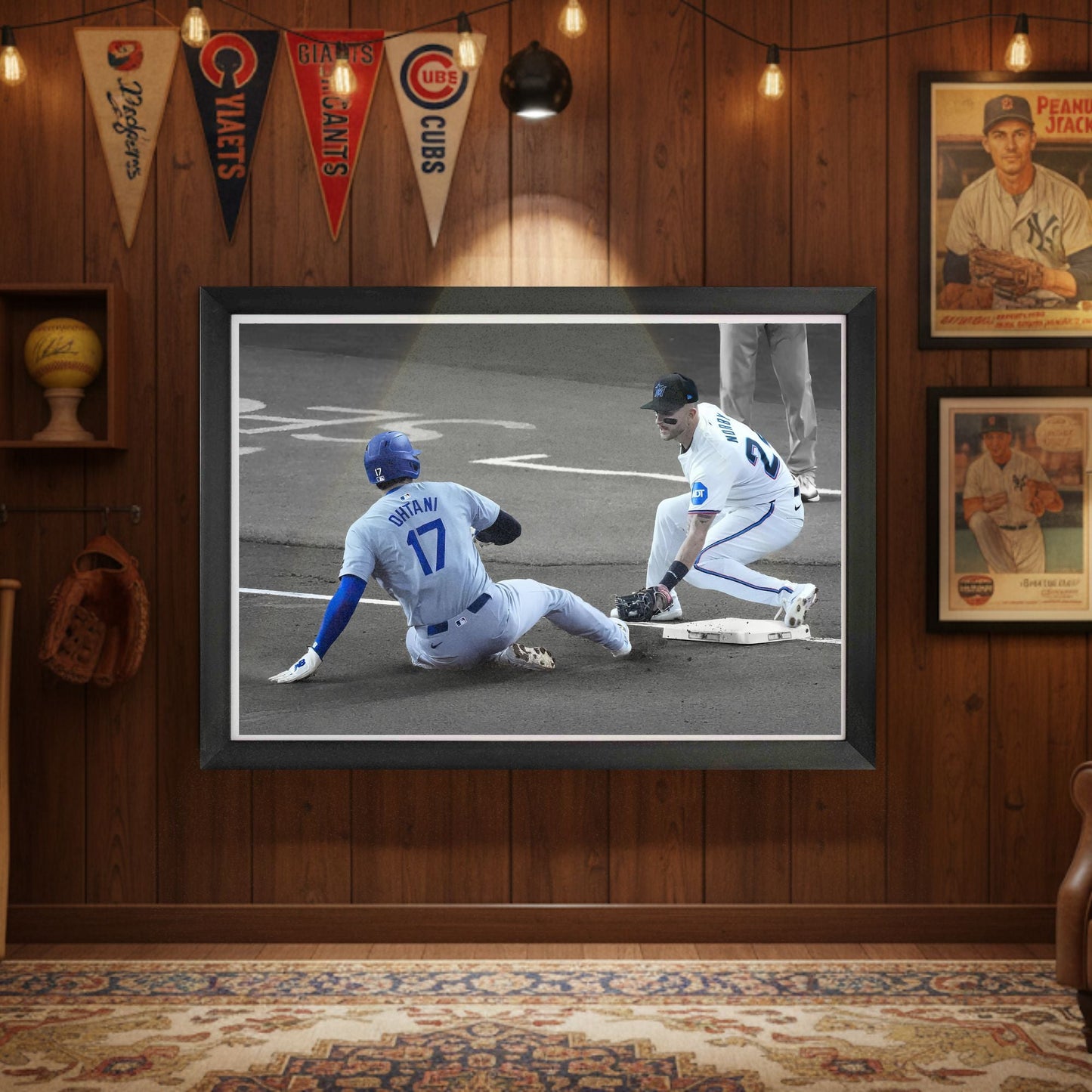 SHOHEI OHTANI FRAMED CANVAS RECORD SETTING 50TH STOLEN BASE - LA DODGERS 33"X23"