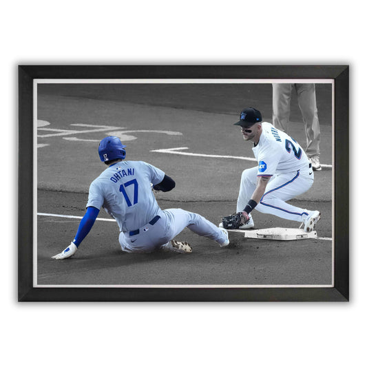 SHOHEI OHTANI FRAMED CANVAS RECORD SETTING 50TH STOLEN BASE - LA DODGERS 33"X23"