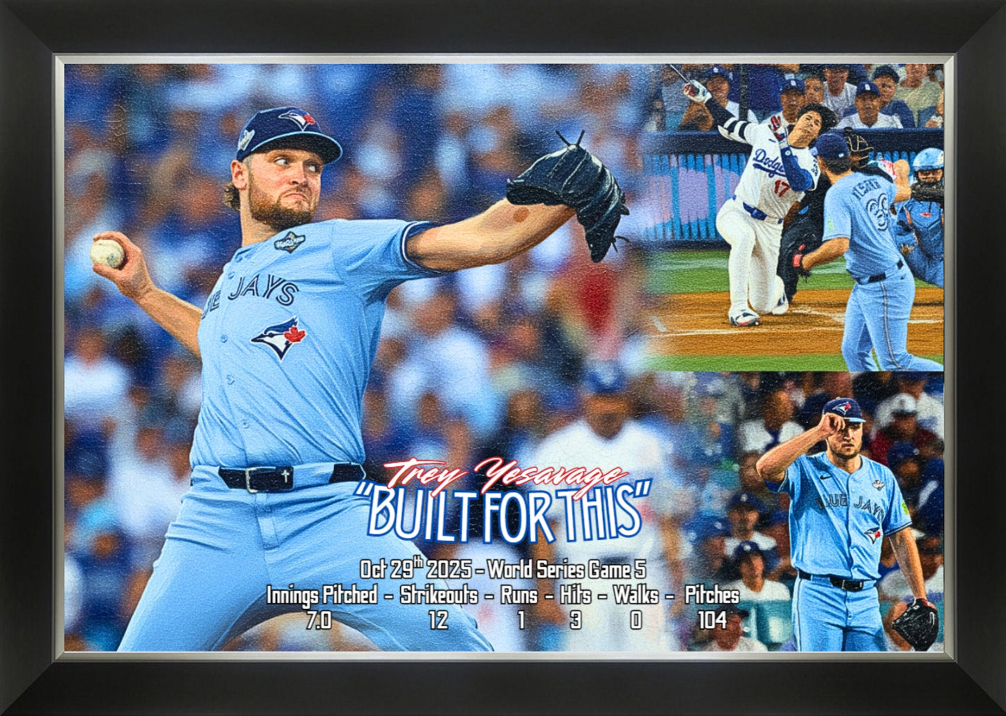 TREY YESAVAGE 2025 WORLD SERIES ROOKIE RECORD SETTING GAME 5 - 33.5" X 23.5"