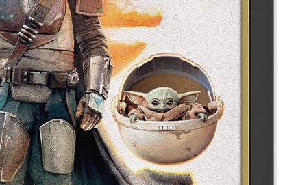 THE MANDALORIAN - MANDO & BABY YODA FRAMED STAR WARS CANVAS (33.5" BY 23.5")