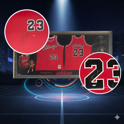 MICHAEL JORDAN DUAL FRAMED SIGNED MITCHELL & NESS JERSEYS - CHICAGO BULLS