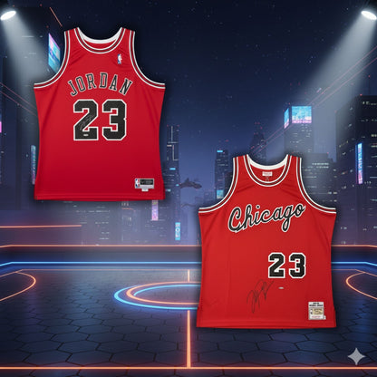 MICHAEL JORDAN DUAL FRAMED SIGNED MITCHELL & NESS JERSEYS - CHICAGO BULLS