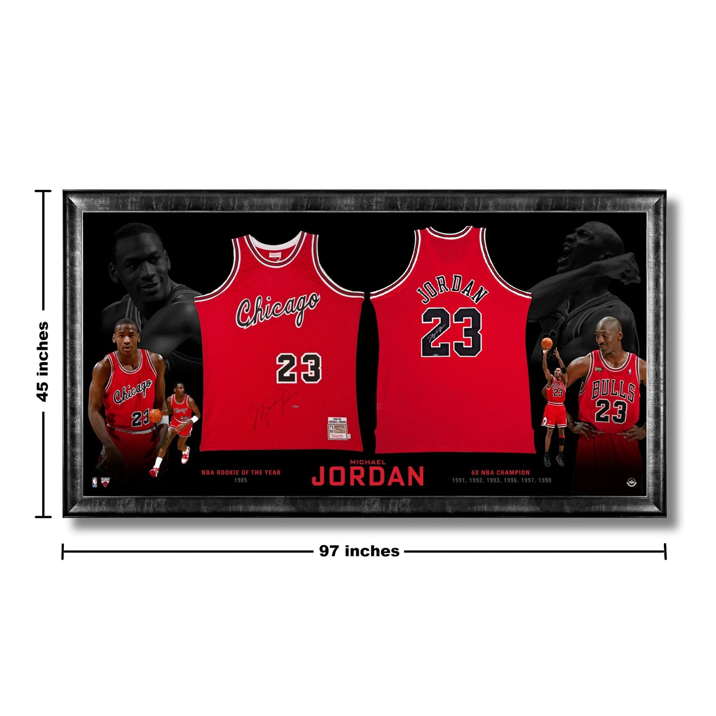 MICHAEL JORDAN DUAL FRAMED SIGNED MITCHELL & NESS JERSEYS - CHICAGO BULLS