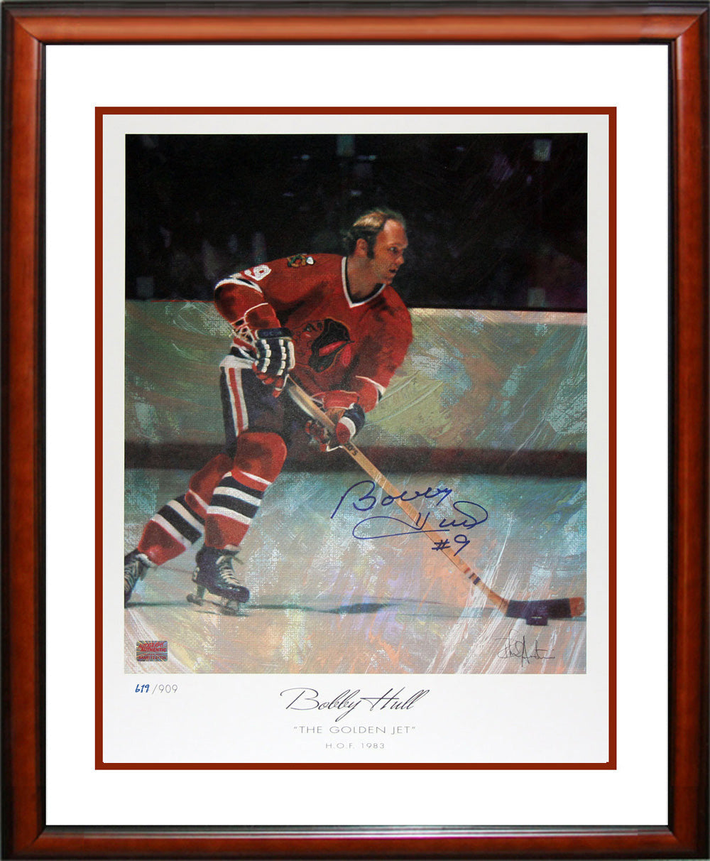 Bobby Hull Signed Lithograph /909 (27x23)