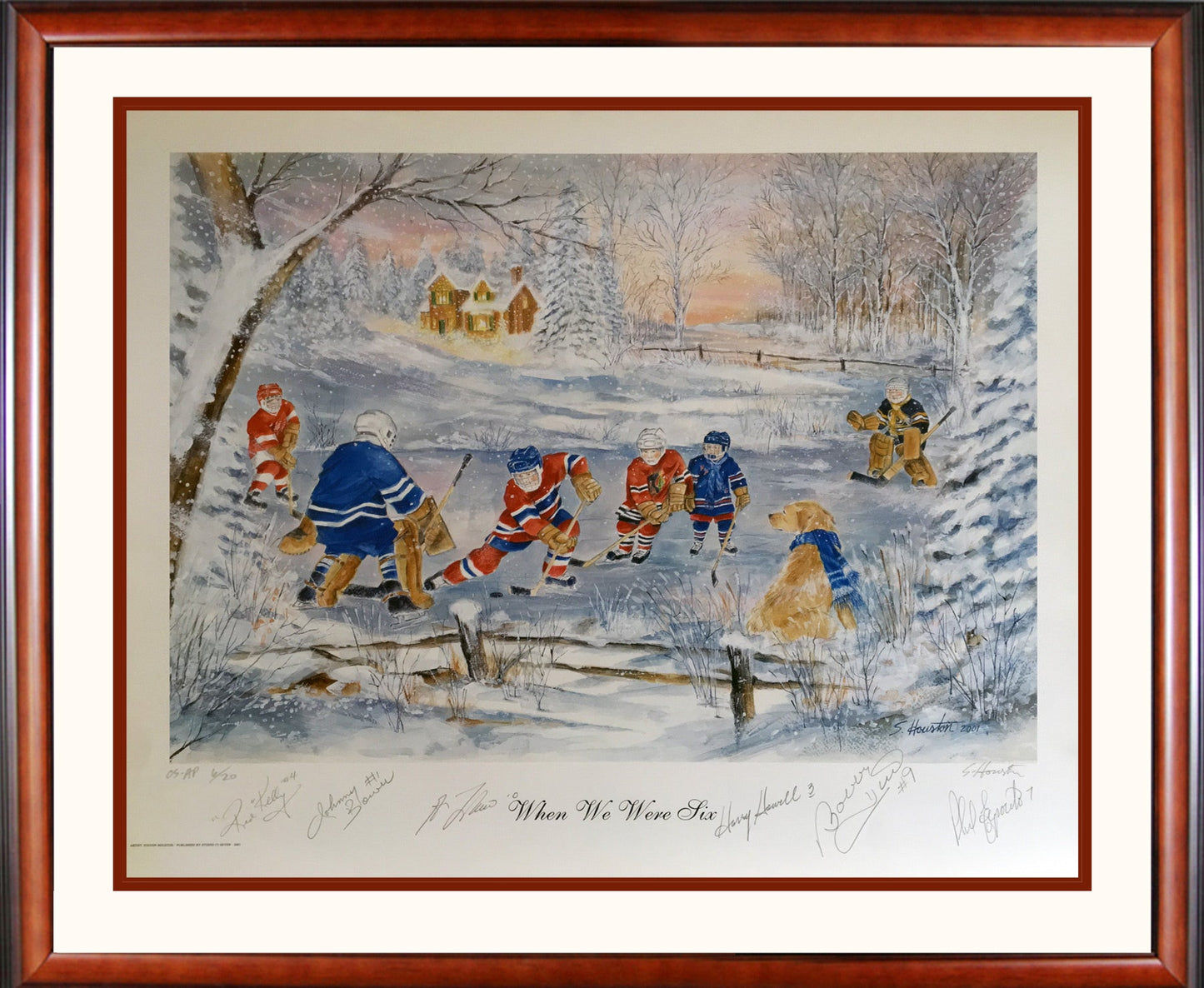 SIGNED KELLY,HOWELL,BOWER,HULL,LAFLEUR,ESPOSITO /20 - WHEN WE WERE SIX 30"X26"