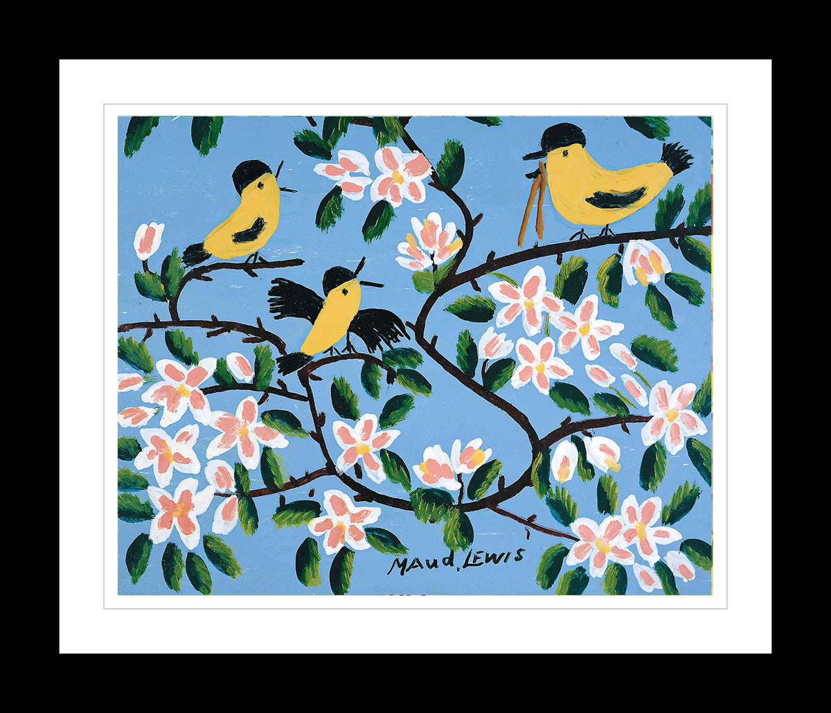 Maud Lewis “Yellow Birds” Folk Art Framed Print (24x28)