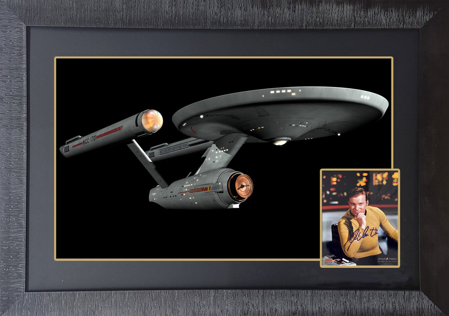WILLIAM SHATNER SIGNED STAR TREK: STARSHIP ENTERPRISE - CAPTAIN KIRK 38"X28"
