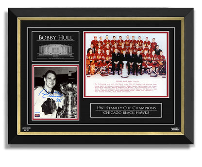 Bobby Hull Autographed 1961 Stanley Cup Double Photo (27x18)
