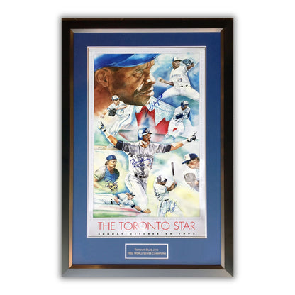 CARTER, BORDERS, ALOMAR, WINFIELD, SIGNED - BLUE JAYS 1992 WORLD SERIES 41"X28"