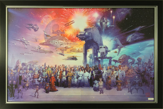 STAR WARS COLLECTION - FRAMED ART OF ALL CHARACTERS (37" BY 25.5")