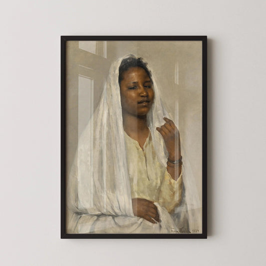 Franz Xaver Kosler - African Beauty in White | Vintage Orientalist Art (available handframed or unframed)