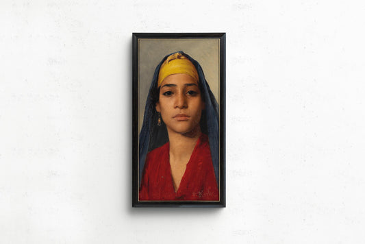 Franz Xaver Kosler Vintage Orientalist Art Print: Young Egyptian Woman, Panoramic Fine Art (2x1)