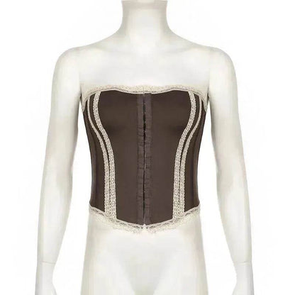 French Royal Style Lace Stitching Waist Girdle Tube Top Wild Vest Women
