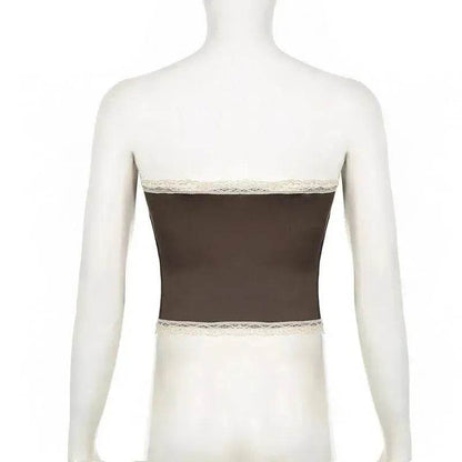 French Royal Style Lace Stitching Waist Girdle Tube Top Wild Vest Women