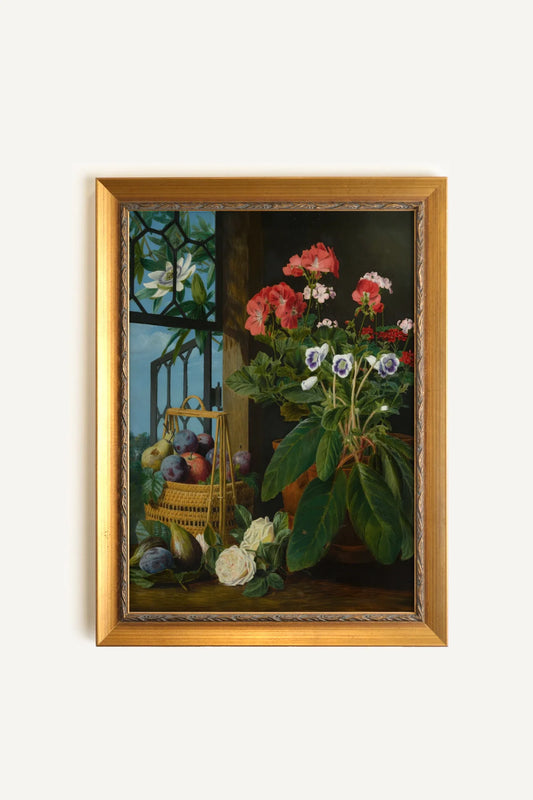 SUMMER FRUITS, VINTAGE GOLD FRAME