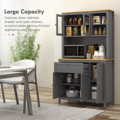 Brooks 71" 5-Door Kitchen/Storage Cabinet with Adjustable Shelves-Grey