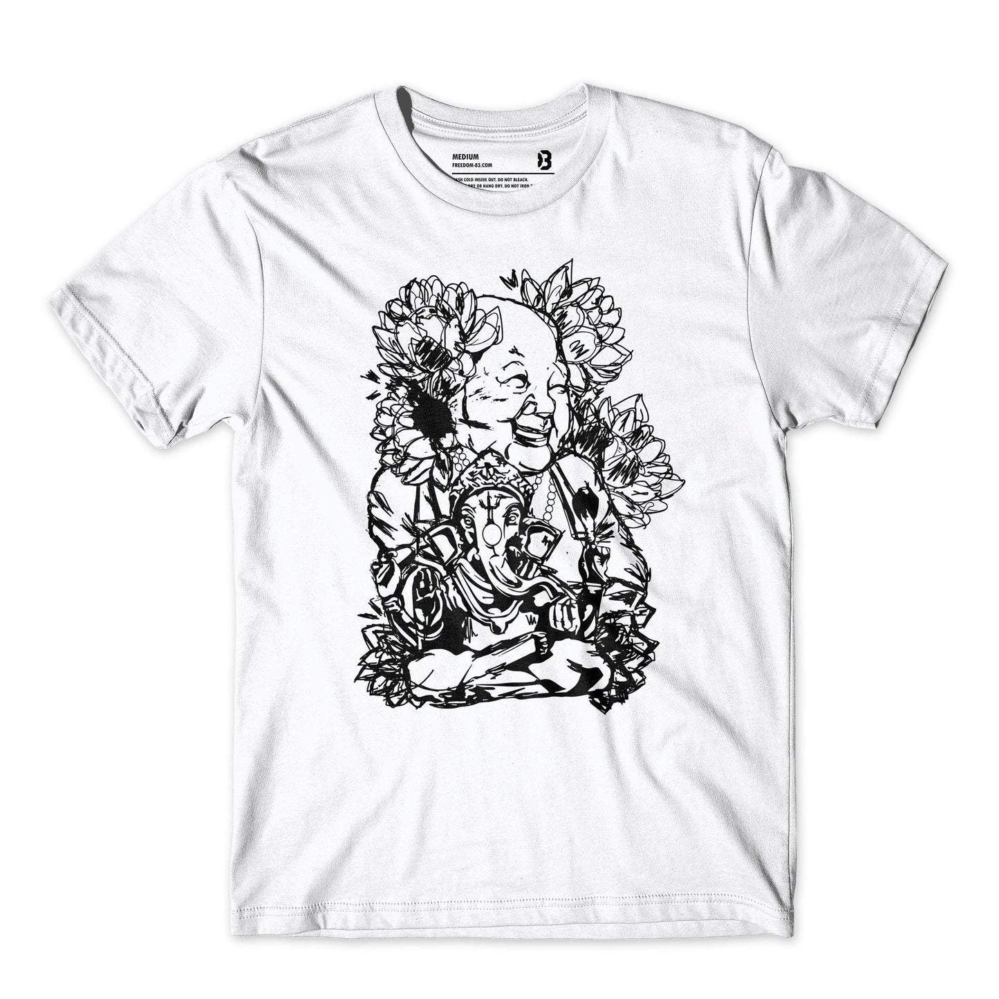 Ganesh & Laughing Buddha [White - Black]