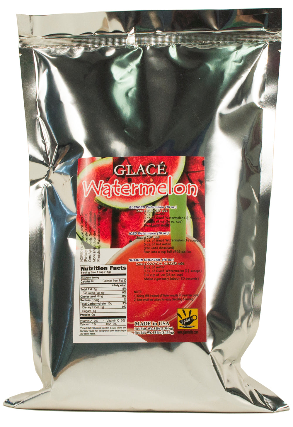 Watermelon 4 in 1 Mix for Bubble Tea, Smoothies, Lattes and Frappes, 3 lbs. Bag (Case 6 x 3 lbs. Bags)  - Ships Free Within Canada on Orders Above CAD $199